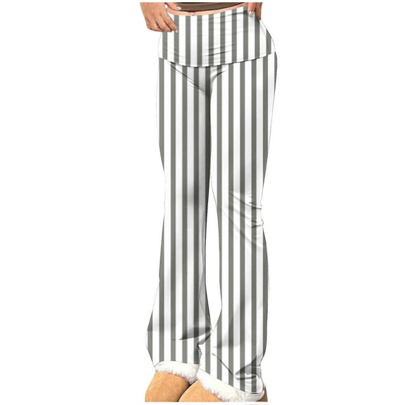 Ahdbta High Waisted Pants for Women Stretch Fashion Striped Print Flare Trousers Lounge Skinny Workout Yoga Pants