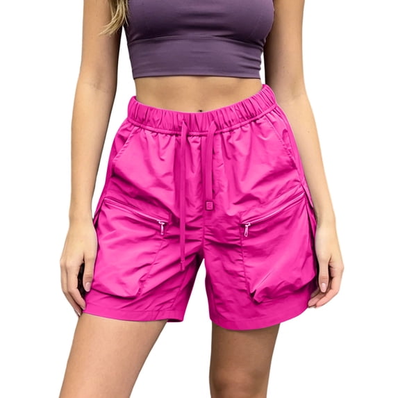 Ahdbta Hiking Shorts for Women Lightweight Quick Dry Cargo Short Summer Outdoor Drawstring Athletic Running Shorts with Zipper Pockets