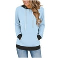 thumbnail image 1 of Ahdbta Hoodies for Women Lightweight Long Sleeve Pullover Sweatshirt Loose Fit Color Block Tunic Tops with Pockets, 1 of 6