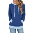 thumbnail image 1 of Ahdbta Hoodies for Women Lightweight Long Sleeve Pullover Sweatshirt Loose Fit Color Block Tunic Tops with Pockets, 1 of 6