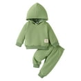 thumbnail image 1 of Ahdbta Infant Boys Girls Lounge Sets Long Sleeve Pullover Hooded Sweatshirts Joggers Elastic Waist Pants 2 Pcs Sport Outfits, 1 of 6