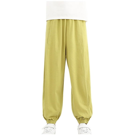 Ahdbta Kids Boys Cargo Sweatpants Elastic Waist Joggers Baggy Joggers Solid Color Lounge Straight Thin Trousers
