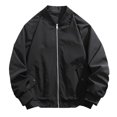 thumbnail image 1 of Ahdbta Men's Bomber Jackets Full Zipper Stand Collar Outwears with Pockets Casual Windproof Long Sleeve Coats with Pockets, 1 of 4
