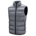 thumbnail image 1 of Ahdbta Men's Puffy Vests Full Zipper Stand Collar Casual Sleeveless Jackets Solid Color Warm Padded Quilted Vests with Pockets, 1 of 7