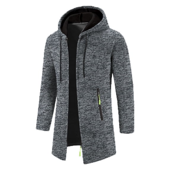 Ahdbta Mens Cardigan Sweaters Open Front Drawstring Hooded Outwears Zip Up Long Sleeve Comfort Knitted Jackets with Pockets