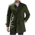 thumbnail image 1 of Ahdbta Mens Pea Coats Long Sleeve Slim Fitted Warm Winter Outwears Casual Single Breasted Stand Collar Coats with Pockets, 1 of 5