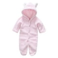 thumbnail image 1 of Ahdbta Newborn Baby Hooded Snowsuit Long Sleeve Warm Footed Bodysuit Romper Fall Winter Button Down Cute One-Piece Outfit, 1 of 7