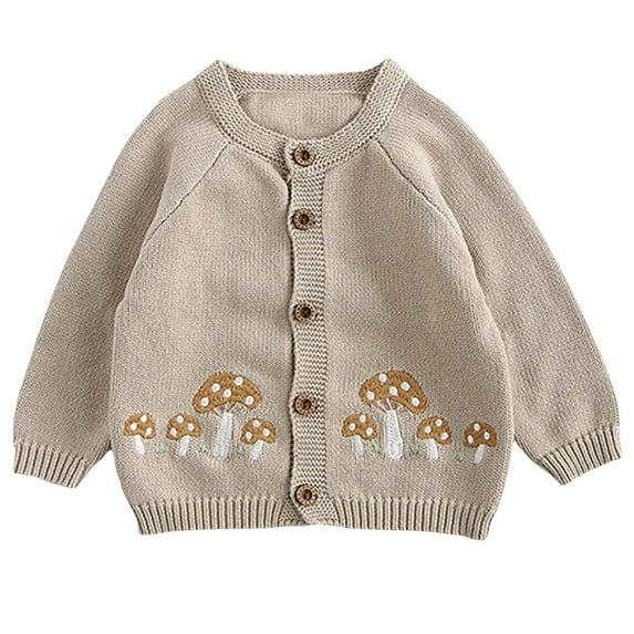 Ahdbta Newborn Babys Cardigans Sweaters Button Down Round Neck Long Sleeve Knitted Tops Cute Trendy Print Comfy Knitted Coats