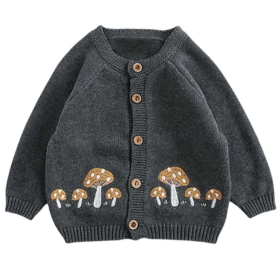 Ahdbta Newborn Babys Cardigans Sweaters Button Down Round Neck Long Sleeve Knitted Tops Cute Trendy Print Comfy Knitted Coats