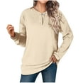 thumbnail image 1 of Ahdbta Oversized Sweatshirts for Women Long Sleeve Button Henley Crewneck Pullover Tops Loose Fitted Solid Color Casual Tops, 1 of 6