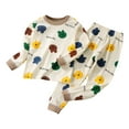 thumbnail image 1 of Ahdbta Pajama Sets for Kids Girl Boy Long Sleeve Round Neck Loose Fit Tees and Elastic Waist Pants 2 Piece Cute Print Outfits, 1 of 3