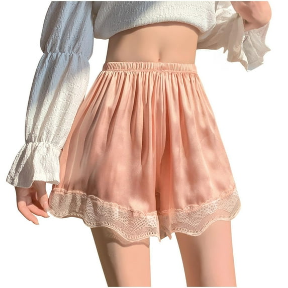 Ahdbta Pajama Shorts for Women Soft Elastic Waist Sleep Shorts Lace Hem Casual Lounge Short Pants Comfy Pjs Sleepwear Bottoms