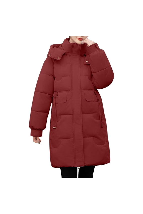 Puffer Jackets for Women Oversized Stand Collar Long Sleeve Coats Solid Color Warm Padded Quilted Overcoats with Pockets