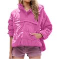 thumbnail image 1 of Ahdbta Puffer Tops for Women Long Sleeve Padded Packable Hooded Sweatshirts Casual Fall Winter Button Up Tops with Pockets, 1 of 8