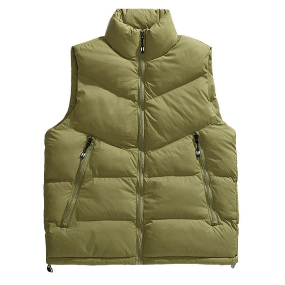 Ahdbta Puffer Vest for Men Button Zipper Stand Collar Sleeveless Jackets Plus Size Winter Padded Quilted Vests with Pockets