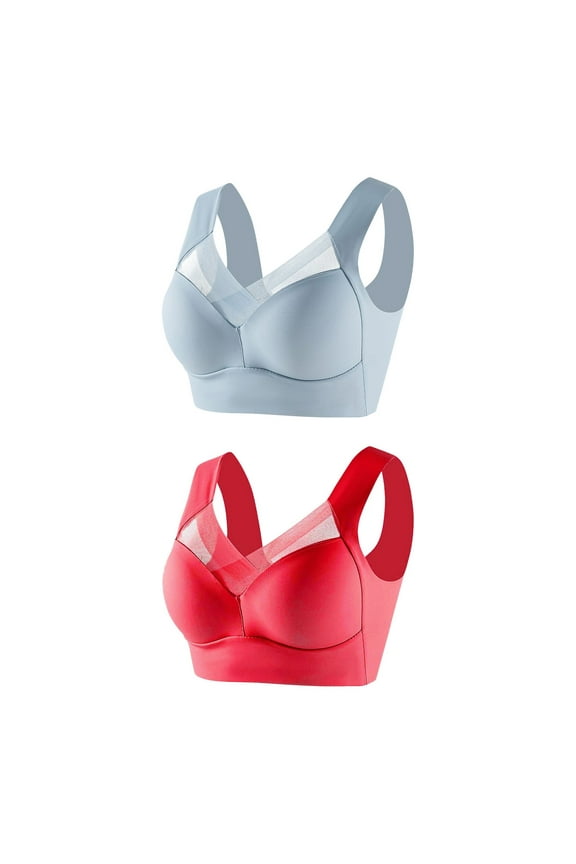 Seamless Wirefree Bras for Women Comfy Mesh Soft Padded Back Smoothing Posture Bra Plus Size No Underwire Everyday Bras