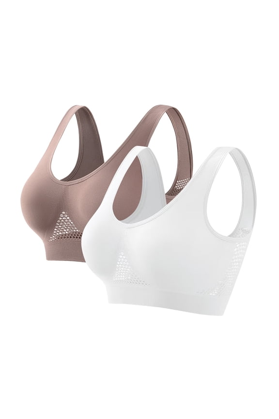 Sport Bras for Women High Support Plus Size Yoga Bra Wirefree Push up Comfortable Breathable Non Padded Sport Bras 2 Pack