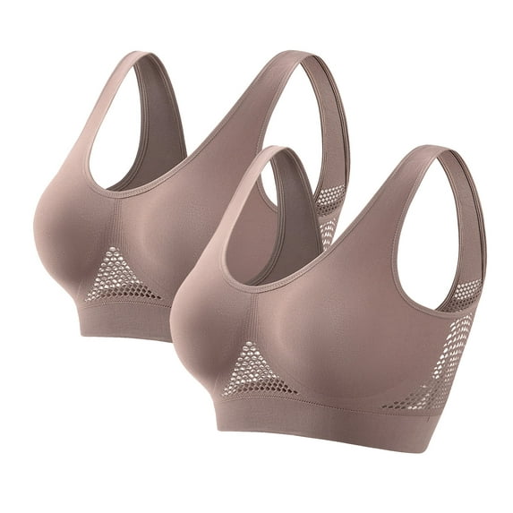 Ahdbta Sport Bras for Women High Support Plus Size Yoga Bra Wirefree Push up Comfortable Breathable Non Padded Sport Bras 2 Pack