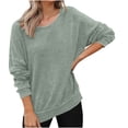 thumbnail image 1 of Ahdbta Sweatshirt for Women Oversized Waffle Knit Crewneck Sweatshirts Solid Long Sleeve Side Slits Casual Pullover Tops, 1 of 9