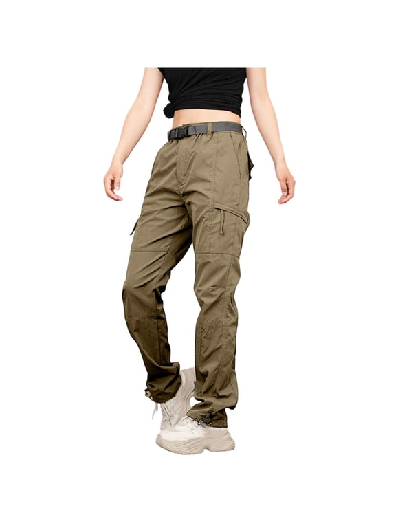 Tactical Cargo Pants Women High Waisted Water Resistance Baggy Stretch Work Trousers Multi-Pockets Combat Hiking Pants