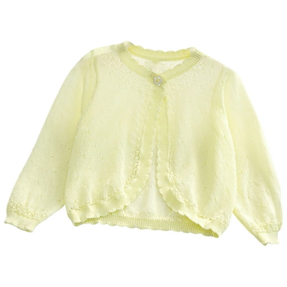 Ahdbta Toddler Girls Cardigan Sweaters Button Down Crewneck Long Sleeve Cropped Coats Open Front Thin Sweet Knitting Outwears