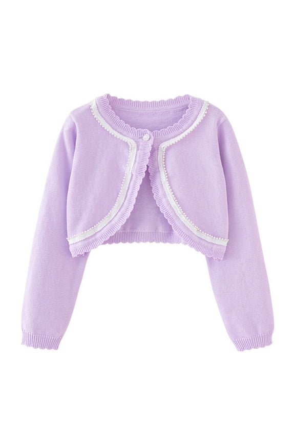 Toddler Kids Cardigans Sweaters Button Down Crewneck Soft Sweaters Jackets Solid Color Bolero Shrug Long Sleeve Outwears