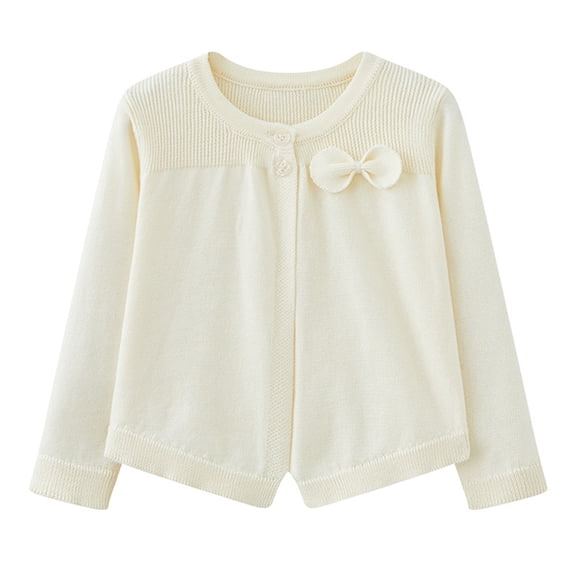 Ahdbta Toddler Kids Cardigans Sweaters Button Down Crewneck Soft Sweaters Jackets Solid Color Bolero Shrug Long Sleeve Outwears