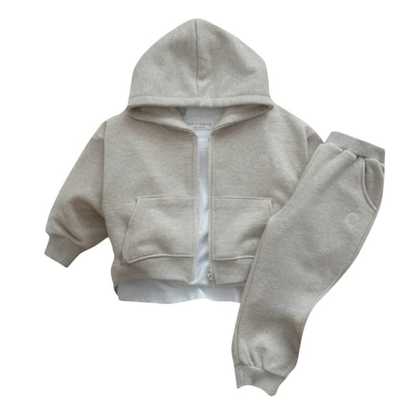 Ahdbta Toddlers Athletic Outfits Zip Up Long Sleeve Hooded Jackets with Pockets Joggers Baggy Pants 2 Pcs Print Tracksuit Sets