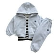 thumbnail image 1 of Ahdbta Toddlers Athletic Outfits Zip Up Long Sleeve Hooded Jackets with Pockets Joggers Baggy Pants 2 Pcs Print Tracksuit Sets, 1 of 3