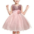 thumbnail image 1 of Ahdbta Tutu Dress for Girls Sleeveless Crewneck Tulle Patchwork Sequin Dress Flower Decor Belted Party Pageant Ball Gown Dresses, 1 of 4