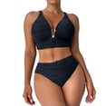 thumbnail image 1 of Ahdbta Two Piece Bikini Set for Women U-Wire Cutout Swimsuit High Waisted Textured Summer Beach Swim Bathing Suits, 1 of 8