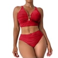 thumbnail image 1 of Ahdbta Two Piece Bikini Set for Women U-Wire Cutout Swimsuit High Waisted Textured Summer Beach Swim Bathing Suits, 1 of 8
