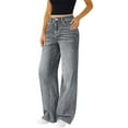 thumbnail image 1 of Ahdbta Wide Leg Jeans for Women Trendy High Waisted Stretchy Boyfriend Denim Pants Baggy Jean Trousers with Pockets, 1 of 6