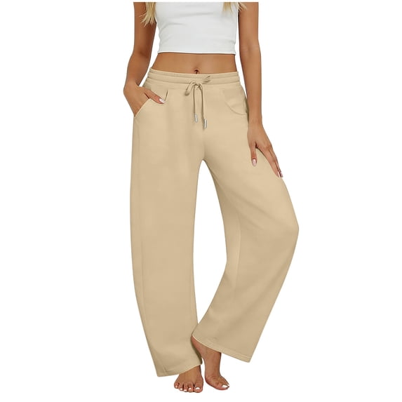 Ahdbta Wide Leg Pants for Women Yoga Sweatpants Lounge High Waisted Drawstring Baggy Pants with Pockets