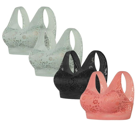 Ahdbta Wireless Bras for Women No Underwire Comfort Seamless Push Up Lace Bras Full Coverage Everyday Bra