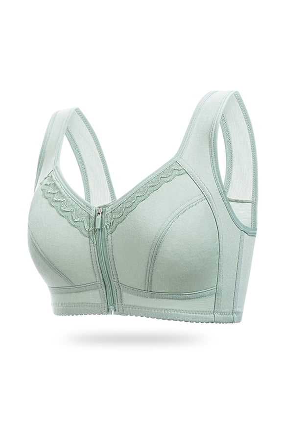 Wireless Zip Front Closure Bras for Women No Underwire Full Coverage Comfort Everyday Bra Soft Easy Close Sports Bra