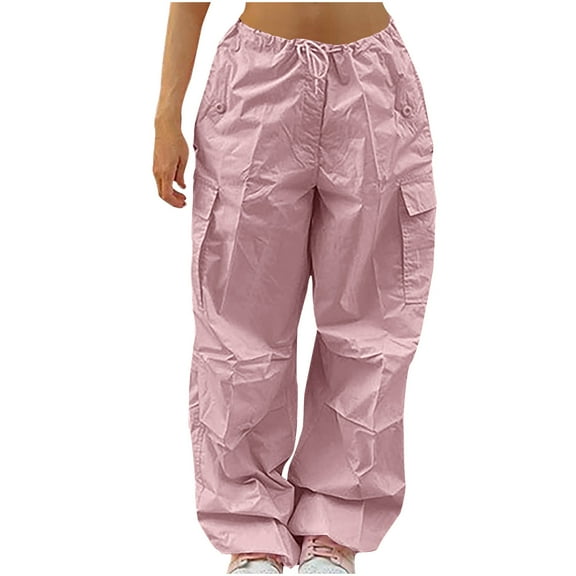 Ahdbta Women Cargo Pants Wide Leg Casual Baggy Parachute Pants Multi Pockets Quick Dry Lightweight Joggers Hiking Trousers