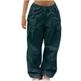 thumbnail image 1 of Ahdbta Women Cargo Pants Wide Leg Casual Baggy Parachute Pants Multi Pockets Quick Dry Lightweight Joggers Hiking Trousers, 1 of 9