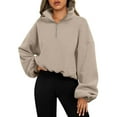 thumbnail image 1 of Ahdbta Women Quarter Zip Fleece Sweatshirt Mock Neck Long Sleeve Winter Cozy Sherpa Pullover Cropped Sweatshirts Tops, 1 of 6