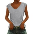 thumbnail image 1 of Ahdbta Women's Cap Sleeve Tank Tops V-Neck T Shirts Loose Fit Basic Summer Casual Tee Tops, 1 of 1