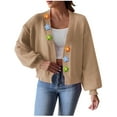 thumbnail image 1 of Ahdbta Women's Cardigan Sweaters Open Front Long Sleeve Cable Knitted Coats Flower Decor Loose Fitted Y2K Sweaters Jackets, 1 of 5