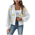 thumbnail image 1 of Ahdbta Women's Cardigan Sweaters Open Front Long Sleeve Cable Knitted Coats Flower Decor Loose Fitted Y2K Sweaters Jackets, 1 of 7