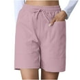 thumbnail image 1 of Ahdbta Women's Casual Shorts Drawstring Comfy Elastic Waist Wide Leg Bermuda Shorts Summer Pull-On Short with Pockets, 1 of 7