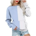 thumbnail image 1 of Ahdbta Women's Crewneck Sweatshirts Casual Long Sleeve Loose Fitted Shirts Trendy Fall Color Block Pullover Tops with Pockets, 1 of 5