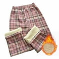 thumbnail image 1 of Ahdbta Women's Elastic Waist Pants Lounge Trendy Plaid Print Baggy Sweatpants Fleece Lined Warm Thickened Trousers with Pockets, 1 of 7
