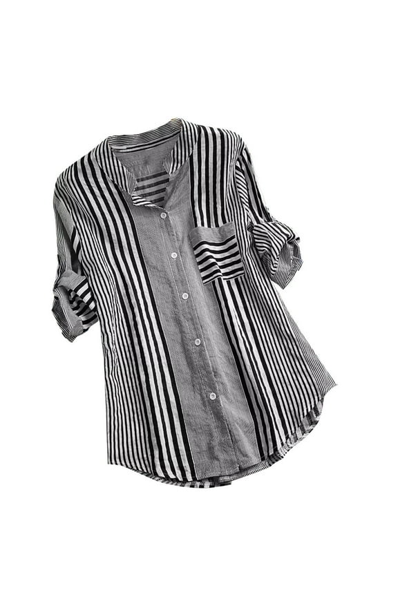 Women's Embroidered Blouse Cotton Linen 3/4 Sleeve Peasant Boho Mexican Tunic Top Casual T Shirt Blouses for Women