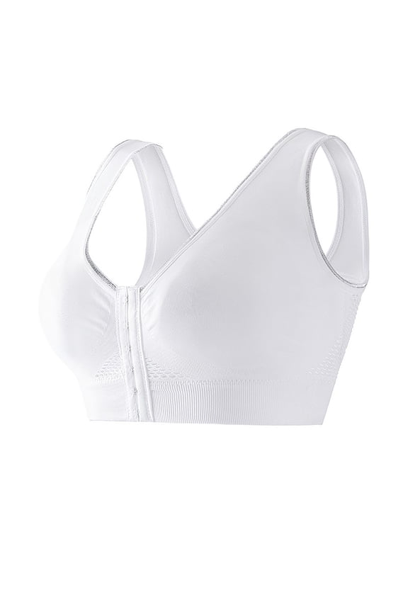 Women's Front Closure Sports Bra Seamless Wirefree Post-Surgery Bra High Impact Padded Racerback Workout Gym Yoga Bras Plus Size