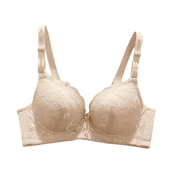 Ahdbta Women's Full Coverage Floral Lace Underwired Bra Non Padded Comfort Bra Soft Lifting Support Seamless Push Up Everyday Bra