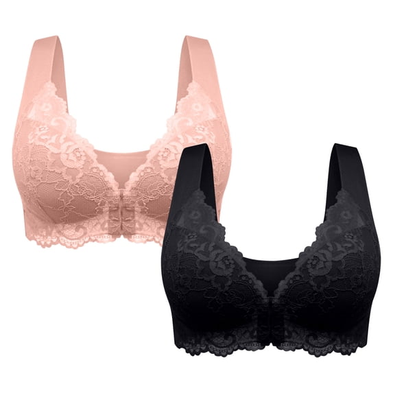 Ahdbta Women's Full Cup Plus Size Unpadded Front Closure Bra Lace Posture Smooth Back Racerback No Underwire Everyday Bra