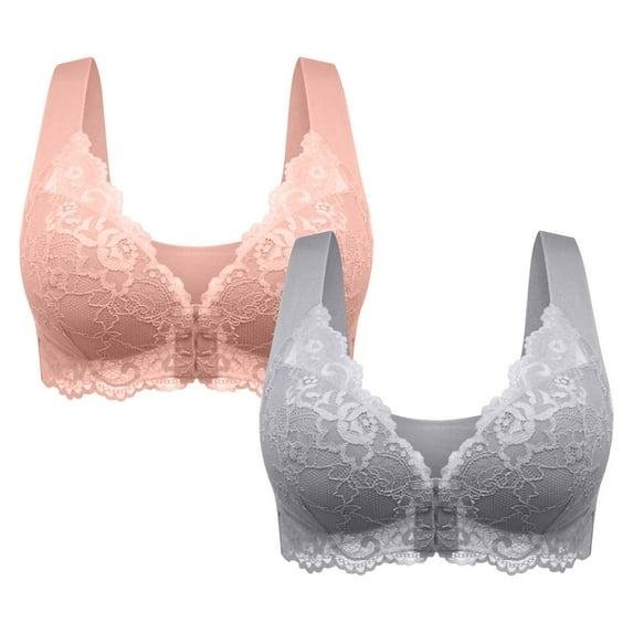 Ahdbta Women's Full Cup Plus Size Unpadded Front Closure Bra Lace Posture Smooth Back Racerback No Underwire Everyday Bra